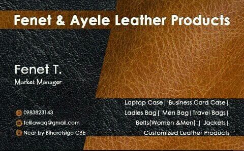 Fenet and Ayele Lether Products | ፌኔት እና አየለ የሌዘር ምርቶች